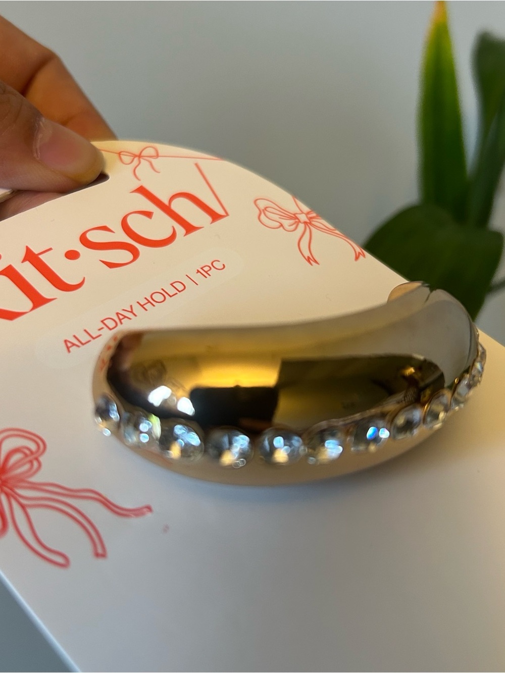 Kitsch Gold wedding ballet metal Rhinestone Crescent cloud cuff Hair scrunchie